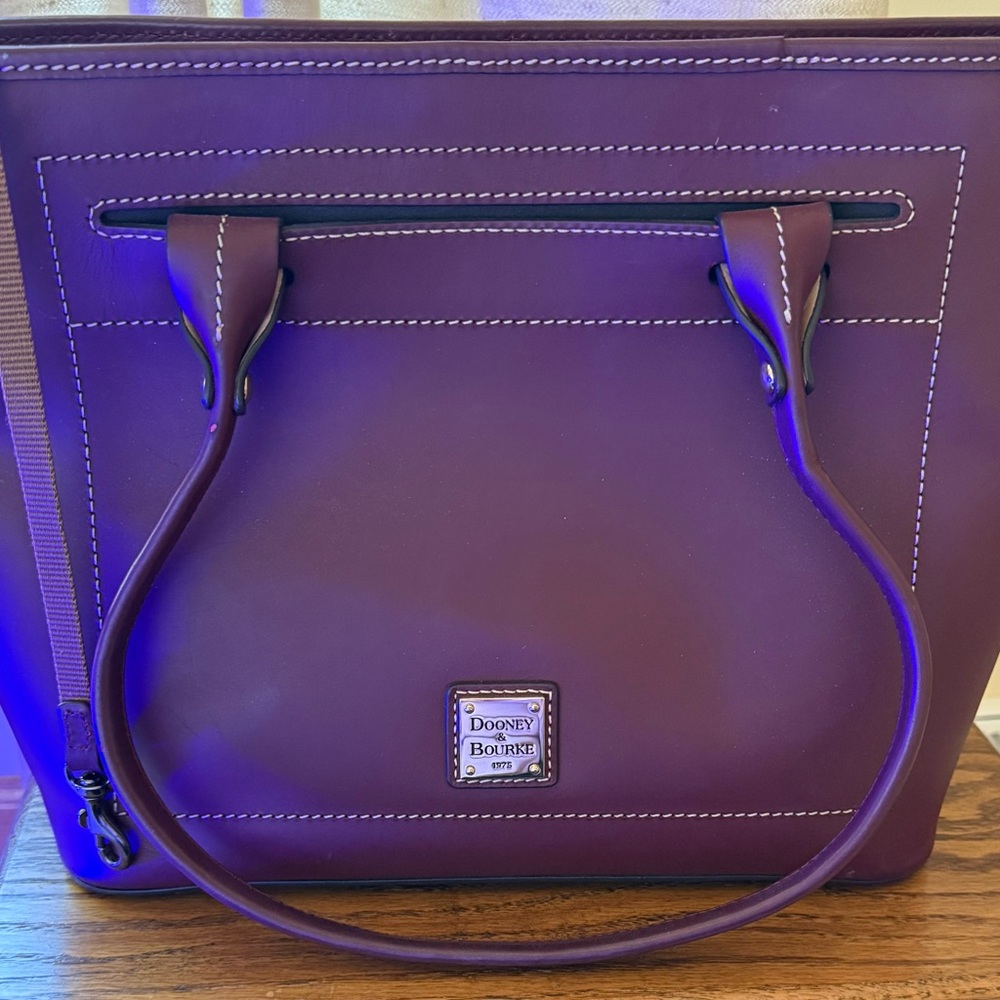 Dooney & Bourke Purple Shoulder Bag with Contrast Stitching